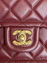 Chanel Flap Bag Lambskin Gold Red Wine 24.5x15.5x7cm - 3
