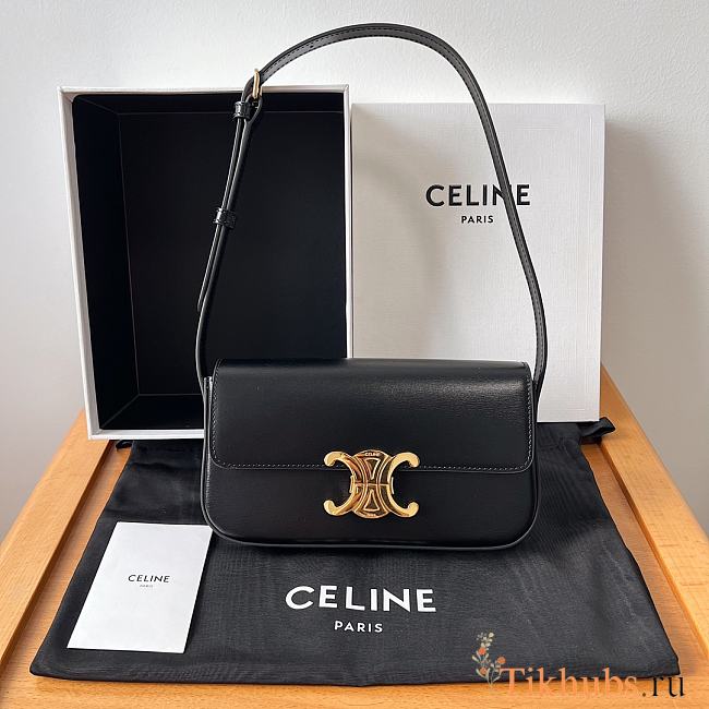 Celine Arc De Triomphe Armpit Bag Black 35029 Size 20 × 10 × 4 cm - 1