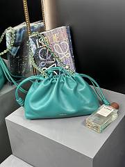 Loewe Flamenco Purse Bag Blue Lambskin 30x20x10.5cm - 3