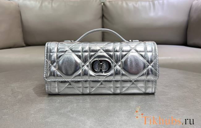 Dior Miss Caro Top Handle Pouch Silver 24x12x4cm - 1
