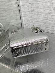 Dior Mini Lady Bag Silver Crocodile 17cm - 5