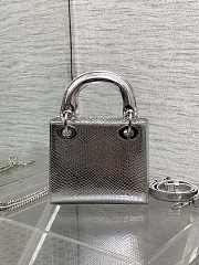 Dior Mini Lady Bag Silver Crocodile 17cm - 4