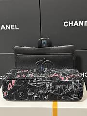 Chanel Medium Evening Flap Bag Black Fabric Silver 25cm - 4