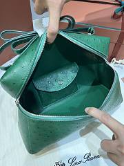 Loro Piana Extra Bag L27 Ostrich Leather Green Silver 27x10x16cm - 4