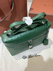 Loro Piana Extra Bag L27 Ostrich Leather Green Silver 27x10x16cm - 3