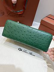 Loro Piana Extra Bag L27 Ostrich Leather Green Silver 27x10x16cm - 2