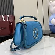 Gucci Blondie Medium Top Handle Bag Blue Suede 32x17x10cm - 5