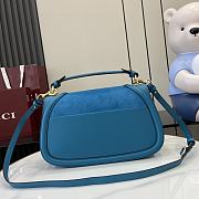 Gucci Blondie Medium Top Handle Bag Blue Suede 32x17x10cm - 3