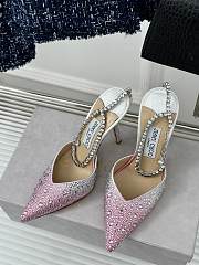 Jimmy Choo Saeda 100 Candy Pink Satin Pumps - 3
