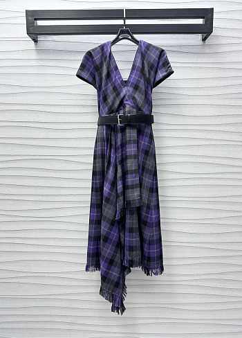 Dior Mid-Length Belted Dress Purple