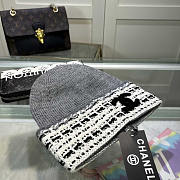 Chanel CC Logo Knitted Beanie Grey - 3