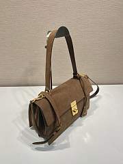 Prada Medium Suede Shoulder Bag Cocoa Brown 28x16x10cm - 5