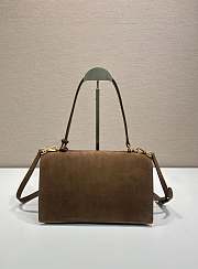 Prada Medium Suede Shoulder Bag Cocoa Brown 28x16x10cm - 2