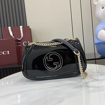 Gucci Blondie Small Shoulder Bag Black Patent 26x16x8cm