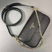 Prada Saffiano Leather Mini Flap Bag Black 20.5x10.5x4cm - 4