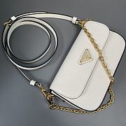 Prada Saffiano Leather Mini Flap Bag White 20.5x10.5x4cm - 6
