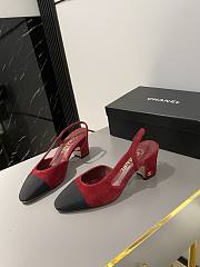 Chanel Slingback Red Suede Heel 5cm - 5