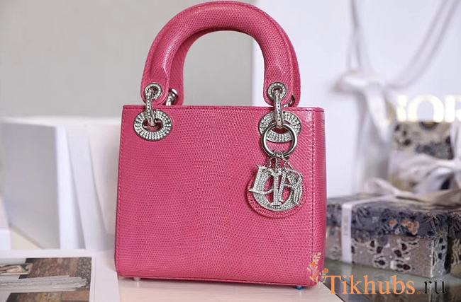 Dior Mini Lady Bag Pink Python 17cm - 1
