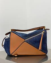  Loewe Puzzle Tan Blue Medium Denim Bag 29x12x19cm - 6