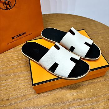 Hermes White Black Slides 