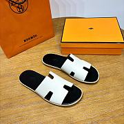 Hermes White Black Slides  - 2