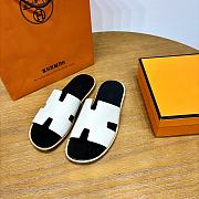 Hermes White Black Slides  - 3