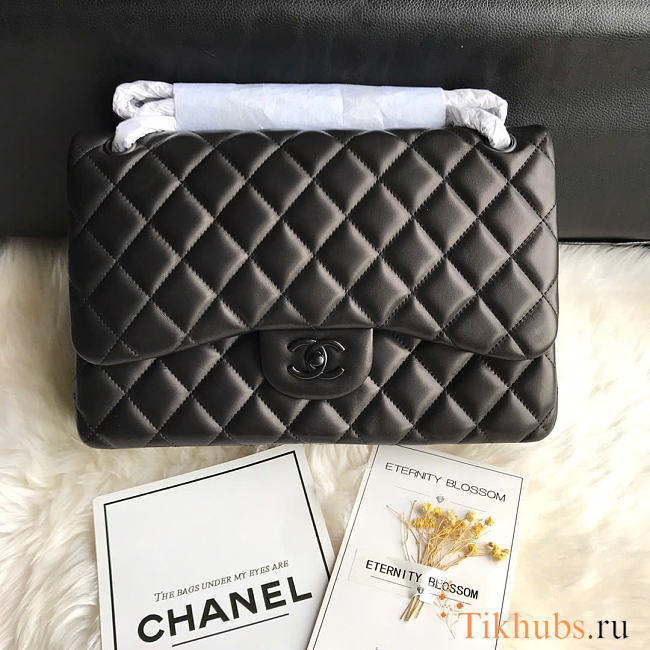 Chanel Jumbo Flap Bag Full Black Lambskin 30cm  - 1