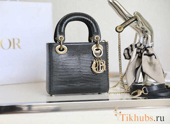 Dior Mini Lady Bag Black Lizard 17cm - 1