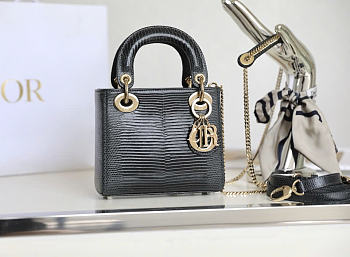 Dior Mini Lady Bag Black Lizard 17cm