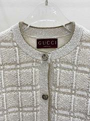 Gucci Wool Lamé Check Jacquard Cardigan - 3