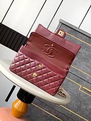 Chanel Medium Flap Bag Lambskin Red Wine Gold 25cm - 4