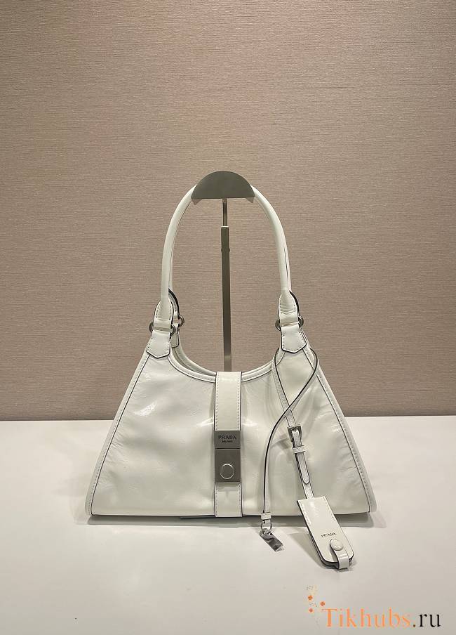 Prada Medium Leather Tote Bag White 30.5x17.5x9cm - 1