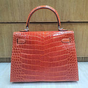 Hermes Kelly 25 Bag Orange Silver Crocodile 25cm - 4