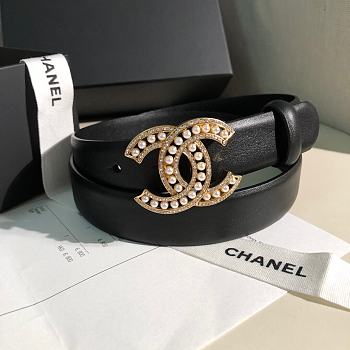 Chanel Black Belt Gold 3cm