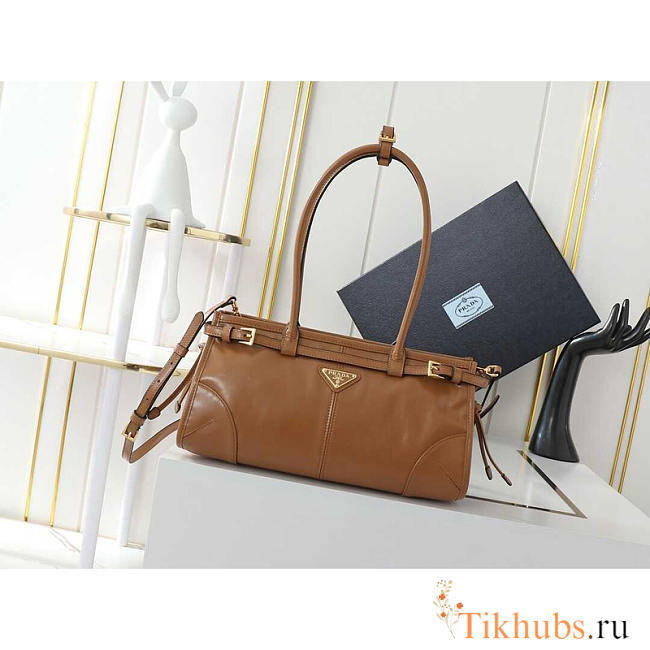 Prada Medium Leather Handbag Brown 32x15.5x12cm - 1