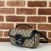 Gucci Horsebit 1955 Soft Small Top Handle Bag Black Beige 22.5x12.5x5.5cm - 4