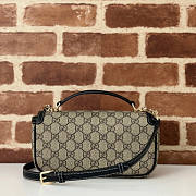 Gucci Horsebit 1955 Soft Small Top Handle Bag Black Beige 22.5x12.5x5.5cm - 3