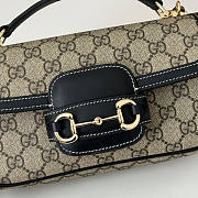 Gucci Horsebit 1955 Soft Small Top Handle Bag Black Beige 22.5x12.5x5.5cm - 2