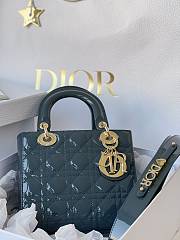 Dior Small Lady Bag Patent Leather Blue 20cm - 5