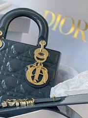 Dior Small Lady Bag Patent Leather Blue 20cm - 4