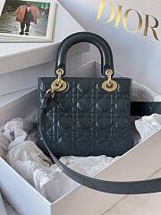 Dior Small Lady Bag Patent Leather Blue 20cm - 3