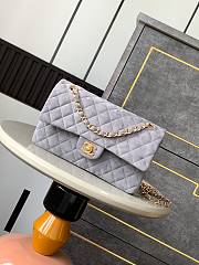 Chanel Flap Bag Light Grey Suede Gold 25cm - 1