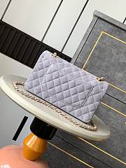 Chanel Flap Bag Light Grey Suede Gold 25cm - 5