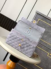 Chanel Flap Bag Light Grey Suede Gold 25cm - 6