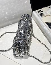 Chanel Flap Bag Sequins Silver 20cm - 6