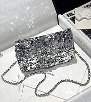 Chanel Flap Bag Sequins Silver 20cm - 3