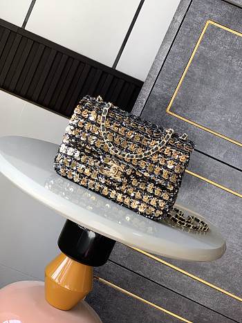 Chanel 25C Flap Bag Black Sequins 20cm