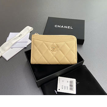 Chanel Card Holder Beige Caviar Gold 12x7.5x2.5cm