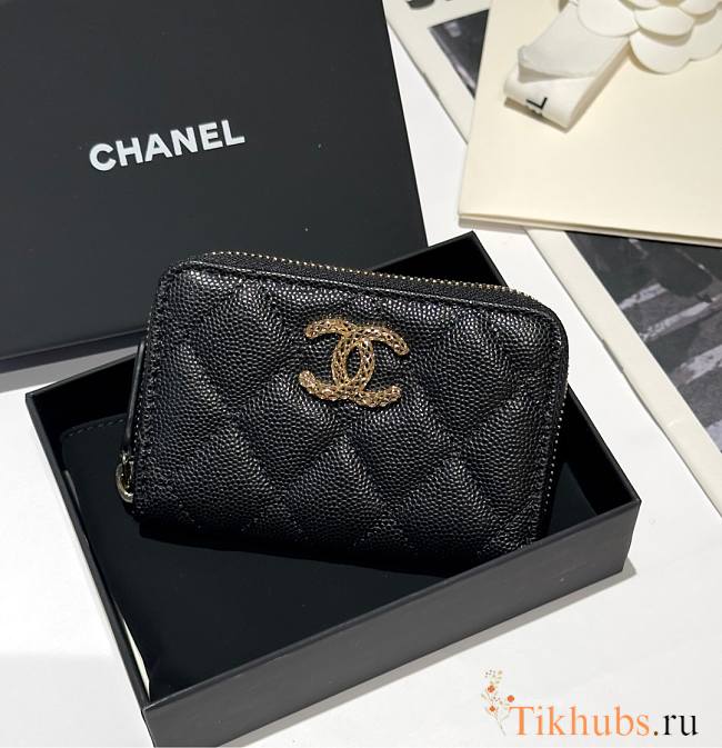 Chanel Zip Coin Purse Black Caviar 11.2x7.5cm - 1
