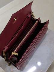YSL Envelope Wallet Bag Red Wine Patent Gold 22.5x14x4cm - 6